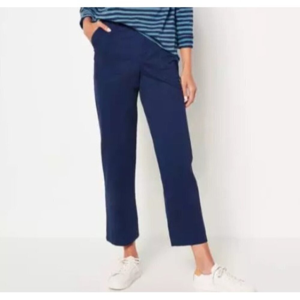 Candace Cameron Bure Womens Plus Size 26W Wide-Leg Stretch Twill Pant in Blue